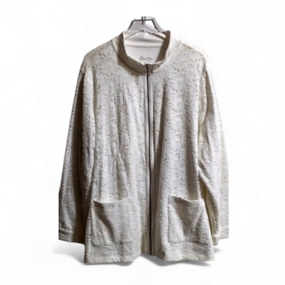 Denim & Co. | White Lace Jacket Sz 3X